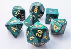 Chessex Dice CHX 27415 Scarab Polyhedral Jade w/ Gold Set of 7